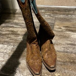Real lizard skin boots